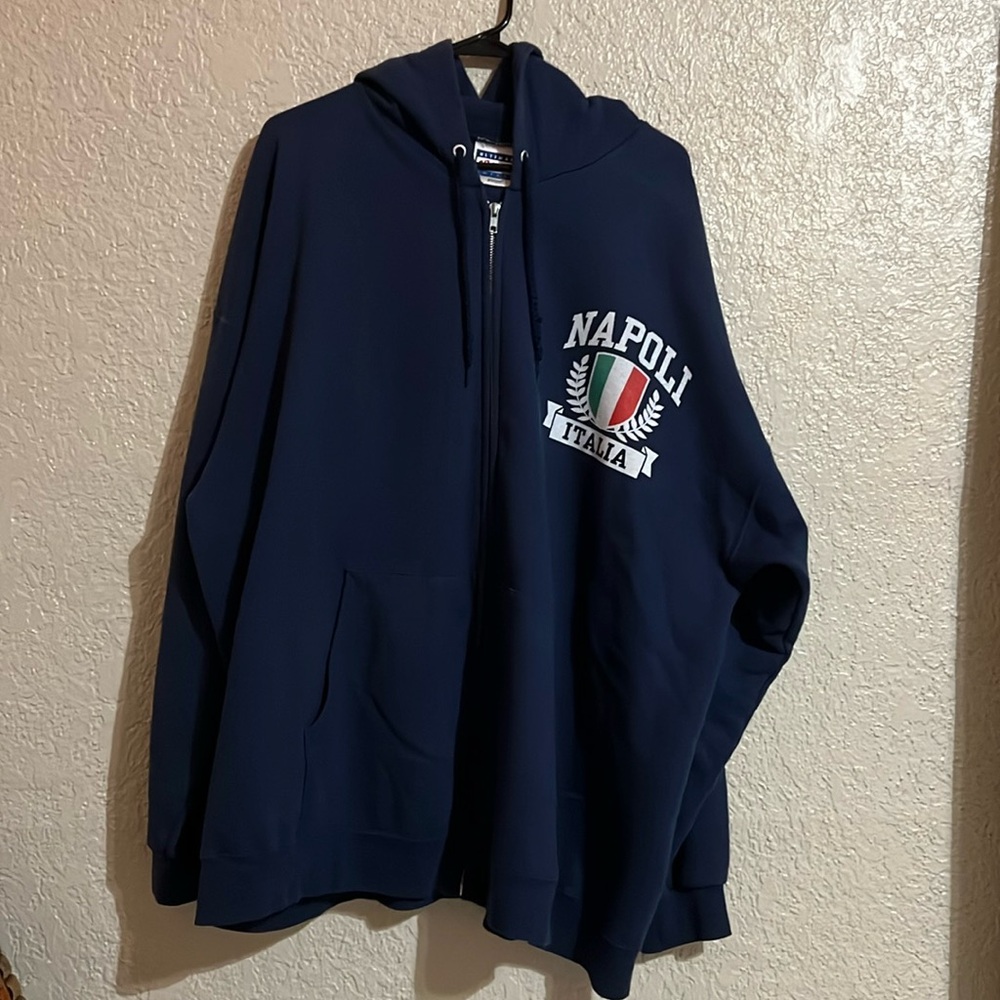 Hooded full zip Napoli Italia sweater nave blue size XXL